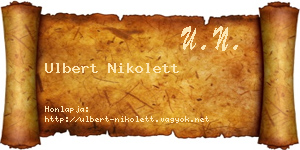 Ulbert Nikolett névjegykártya